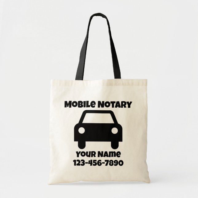 Bolso De Tela Símbolo de coche público de notario móvil (Frente)