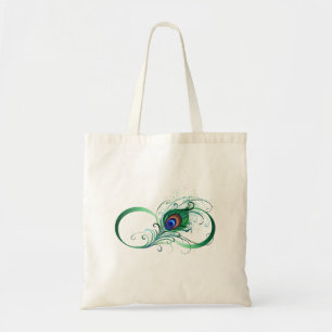 Bolso De Tela Símbolo de infinito con pluma de pavo real