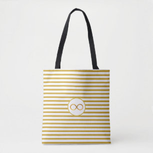Bolso De Tela Símbolo de infinito elegante y rayas doradas