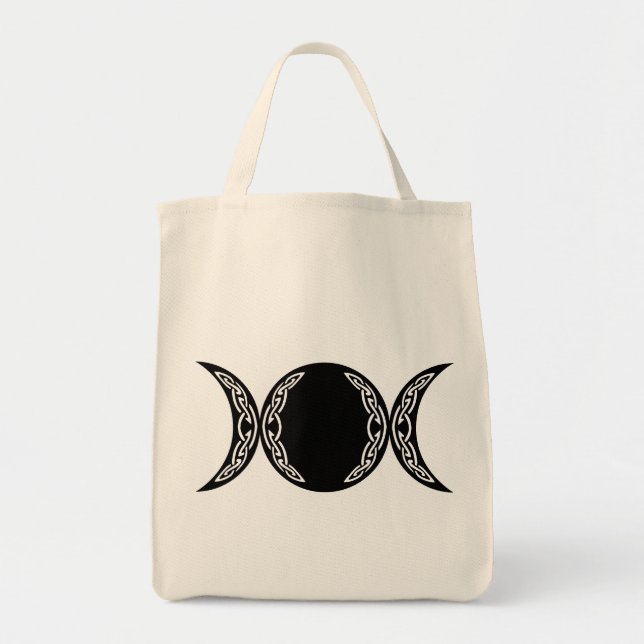 Bolso De Tela Símbolo de la luna de la diosa triple (Frente)