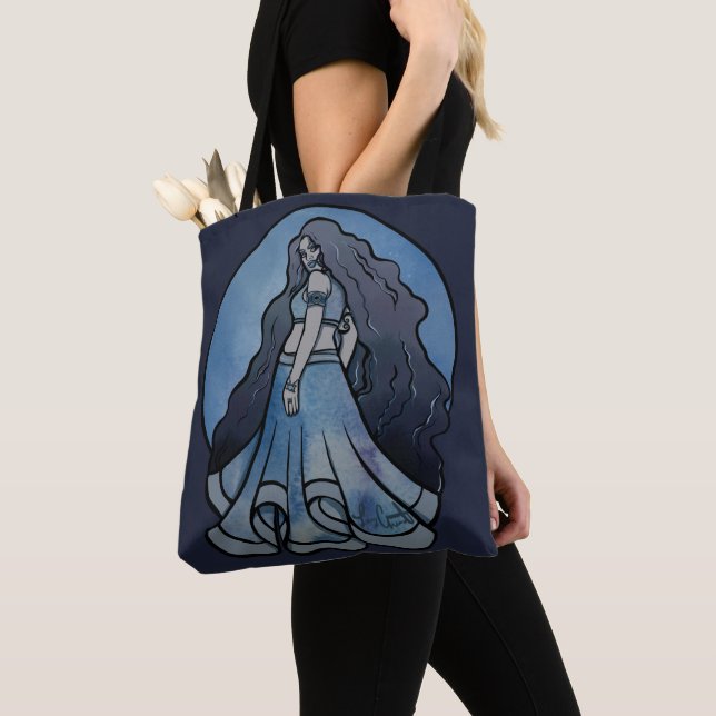 Bolso De Tela Símbolo de la luna triple Wicca Diosa (Detalle)