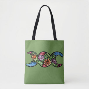 Bolso De Tela Símbolo de la Triple Luna Flor