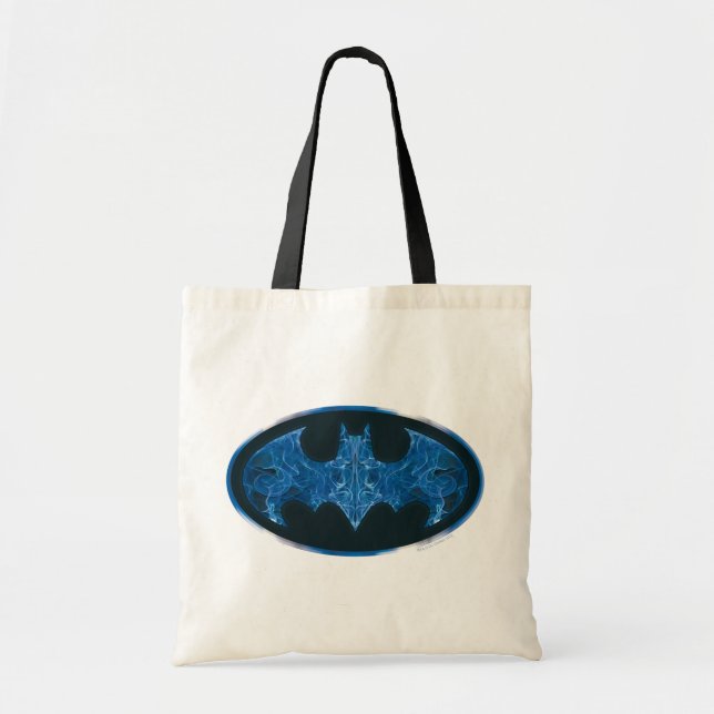 Bolso De Tela Símbolo de murciélago de humo azul (Frente)