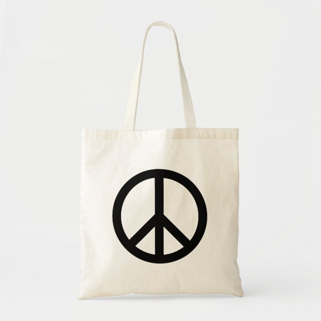 Bolso De Tela Símbolo de paz Anti Guerra blanco negro moderno (Frente)