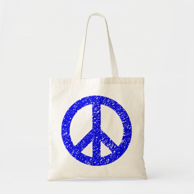Bolso De Tela Símbolo de paz con grifo - azul (Frente)