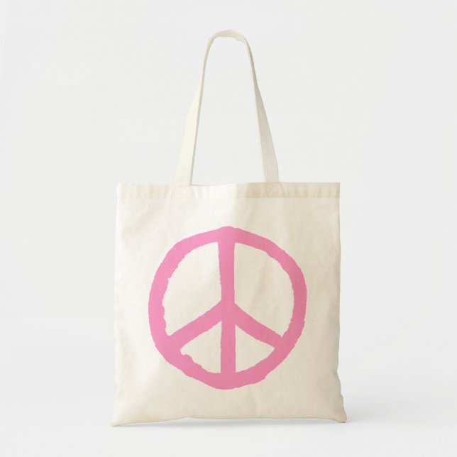 Bolso De Tela Símbolo de paz duro - rosa (Frente)