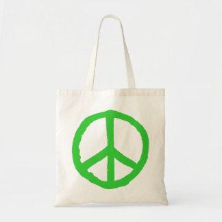 Bolso De Tela Símbolo de paz duro - verde