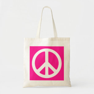 Bolso De Tela Símbolo de paz rosa y blanco profundo