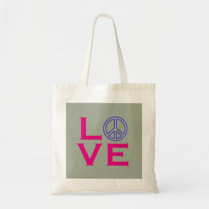 Bolso De Tela Símbolo de un círculo de paz amor rosa verde