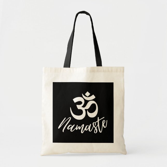 Bolso De Tela Símbolo de yoga - Namaste y OM sánscrito (Frente)