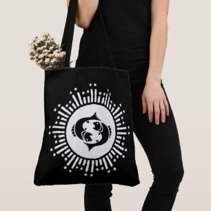 Bolso De Tela Símbolo del Zodiaco Piscis con Estallido Celestial