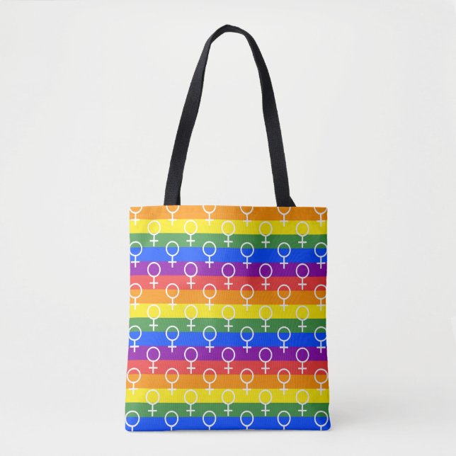 Bolso De Tela Símbolo femenino patrón arco iris (Anverso)