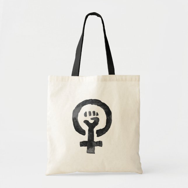 Bolso De Tela Símbolo feminista del puño (Frente)