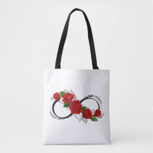 Bolso De Tela Símbolo infinito con rosas rojas