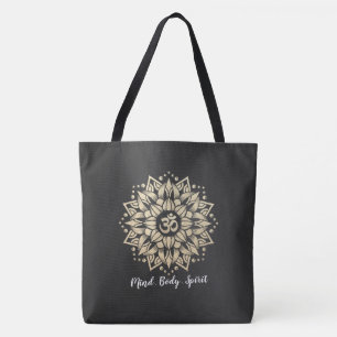 Bolso De Tela Símbolo Oro Mandala Om del instructor de mediación