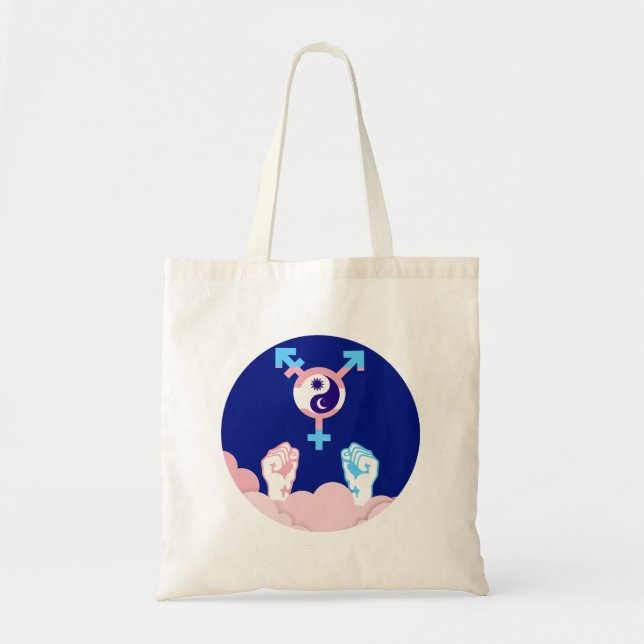 Bolso De Tela Símbolo transgénero del Sol y la Luna Poder y Equi (Frente)