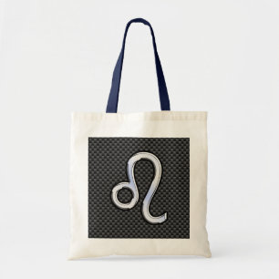 Bolso De Tela Símbolo Zodiac León Plata Fibra de Carbono Carbón