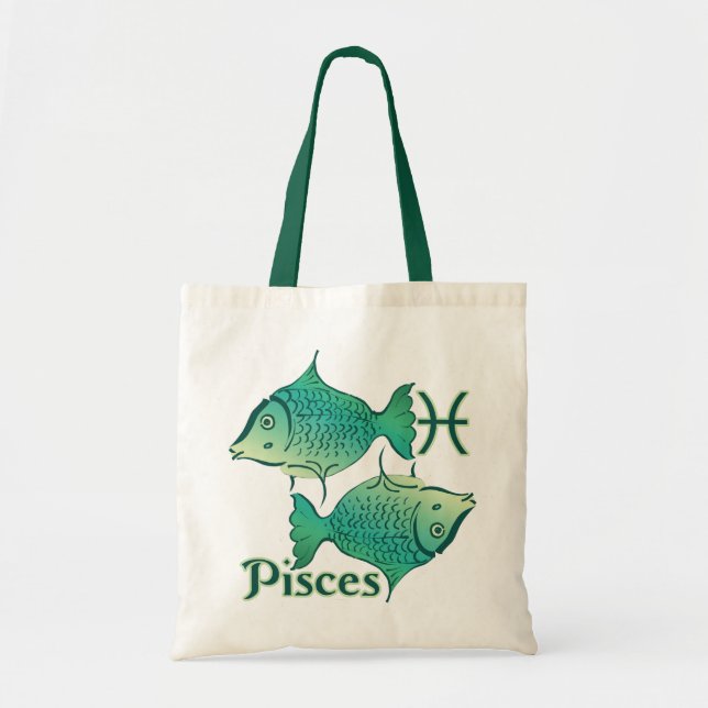 Bolso De Tela Símbolo zodiac Rótulo pisces (Frente)