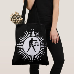 Bolso De Tela Símbolo zodiacal de Libra con estrellas en blanco 
