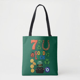 Bolso De Tela Símbolos de Buena Suerte y Gato Divertido