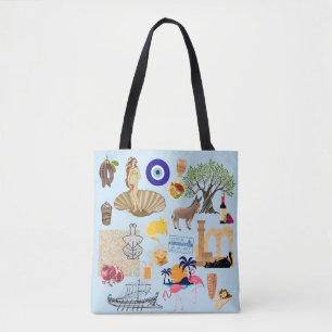 Bolso De Tela Símbolos de Chipre para los amantes de los viajes