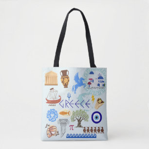 Bolso De Tela Símbolos de Grecia Amantes de Viajes