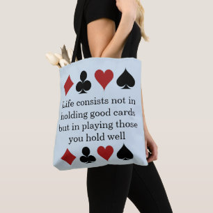 Bolso De Tela Símbolos de naipes con cita