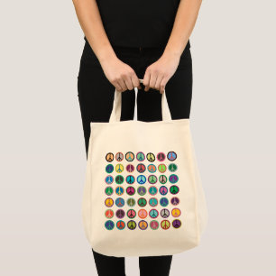 Bolso De Tela Símbolos de paz en color