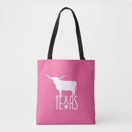 Bolso De Tela Símbolos de Texas, Longhorn, rosa
