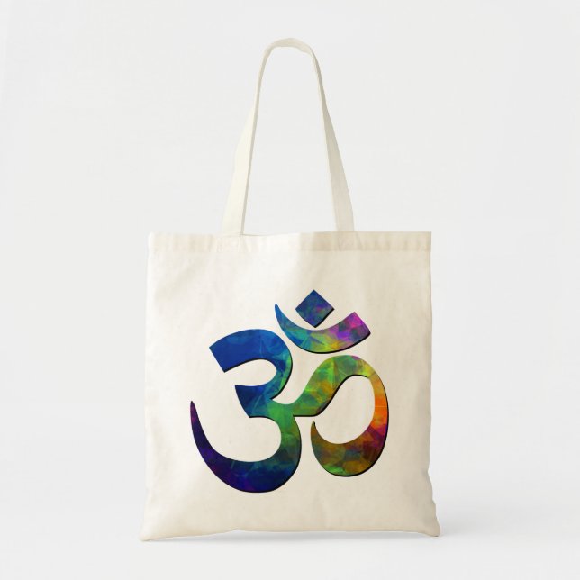 Bolso De Tela Símbolos de Yoga Om coloridos (Frente)