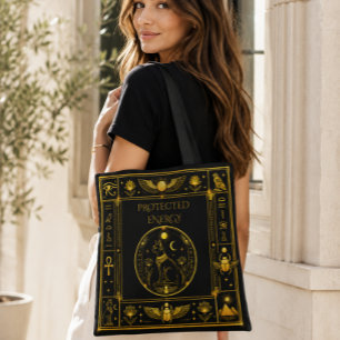 Bolso De Tela Símbolos Egipcios Antiguos Patrón de Lujo en Negro