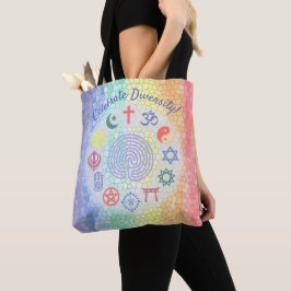 Bolso De Tela Símbolos interreligiosos (arcoiris de vidrio templ