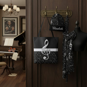 Bolso De Tela símbolos musicales personalizados