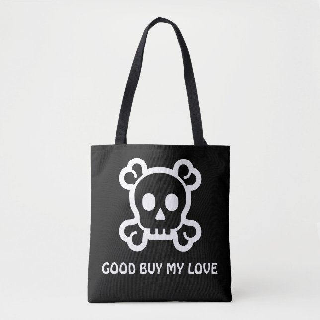 Bolso De Tela Símbolos simples / iconos - SKULL & BONES + ideas (Anverso)