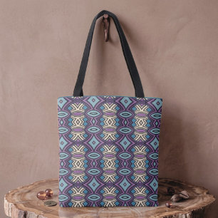 Bolso De Tela Simetría de Diamante y Óvalo