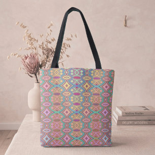 Bolso De Tela Simetría de Diamante y Óvalo Suave