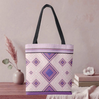 Bolso De Tela Simetría Rosa y Púrpura