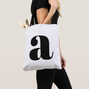 Bolso De Tela Simple Boho Blanco Negrita Monograma Inicial Retro