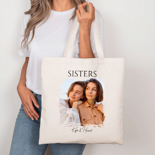 Bolso De Tela Simple caligrafía moderna fotografía de hermanas