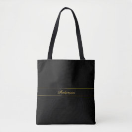 Bolso De Tela Simple Customizable Gold & Black Text Design 