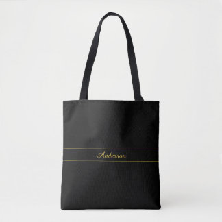 Bolso De Tela Simple Customizable Gold & Black Text Design