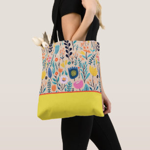 Bolso De Tela Simple Floral Arte Popular Moderno, Bloque de Colo