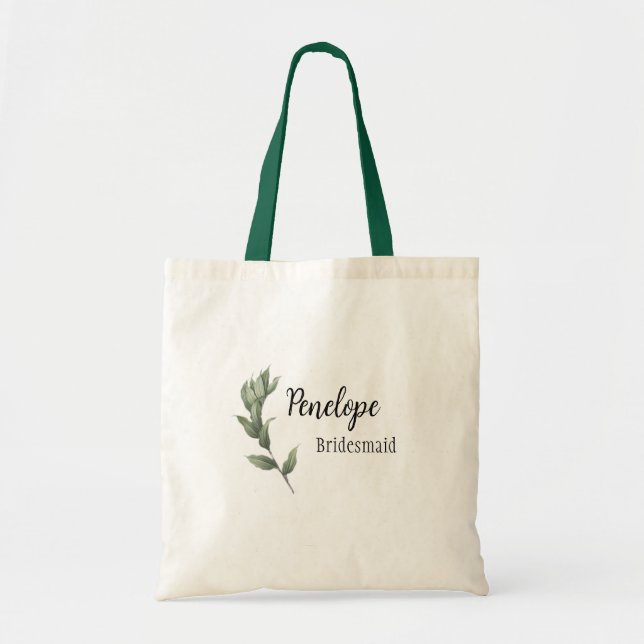 Bolso De Tela Simple Greenery Bridesmaid Wedding Favor Gift (Frente)
