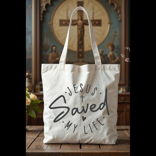 Bolso De Tela Simple Jesús Salvó Mi Vida Tote Bag (Subido por el creador)
