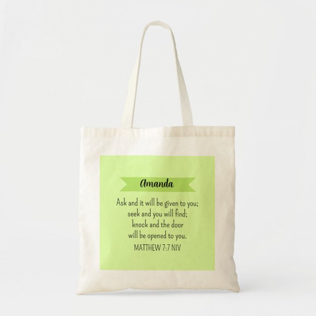 Bolso De Tela Simple Lime Verde Pregúntenle a Dios Biblia Verdad (Frente)
