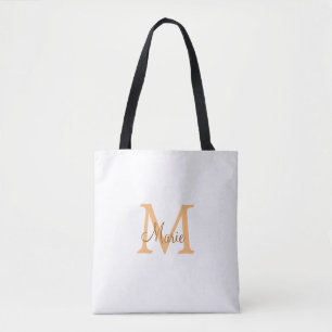 Bolso De Tela simple minimal añadir nombre monograma naranja mar