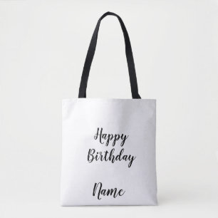 Bolso De Tela simple minimal feliz cumpleaños añade tu nombre
