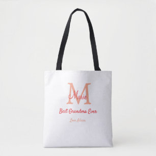 Bolso De Tela simple mínimo mejor Abuela nunca texto de monogram