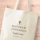 Bolso De Tela Simple Modern Elegant Cross Baby Baptism<br><div class="desc">Design is composed of simple typography with sans serif and serif font.</div>