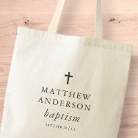 Simple Modern Elegant Cross Baby Baptism